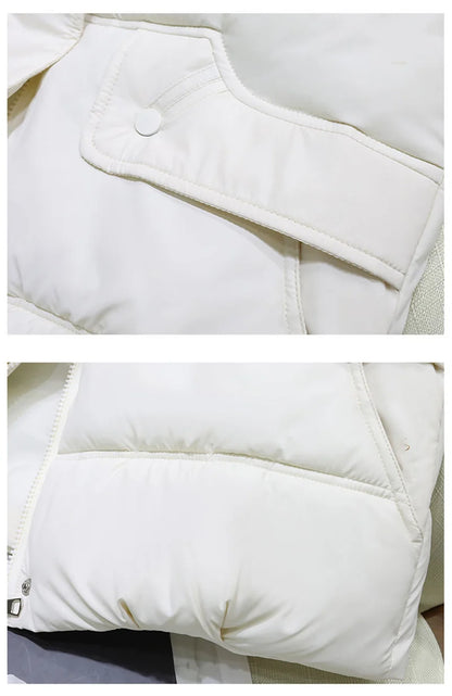 Down Cotton Vest Women 2025 New Autumn Winter Fashion Stand Collar All-Match Warm Sleeveless Waistcoat Jacket Ladies Female Tops