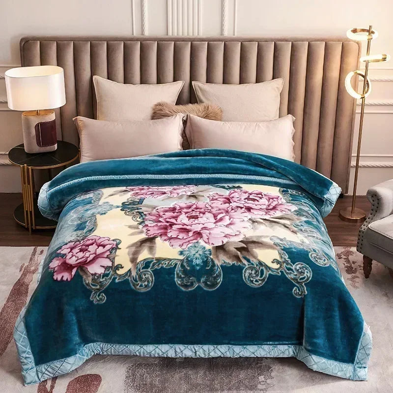 New Warm Weighted Blankets for Beds High End Thicken Warmth Raschel Blanket for Winter Autumn Double Side Plush Comforter Quilt