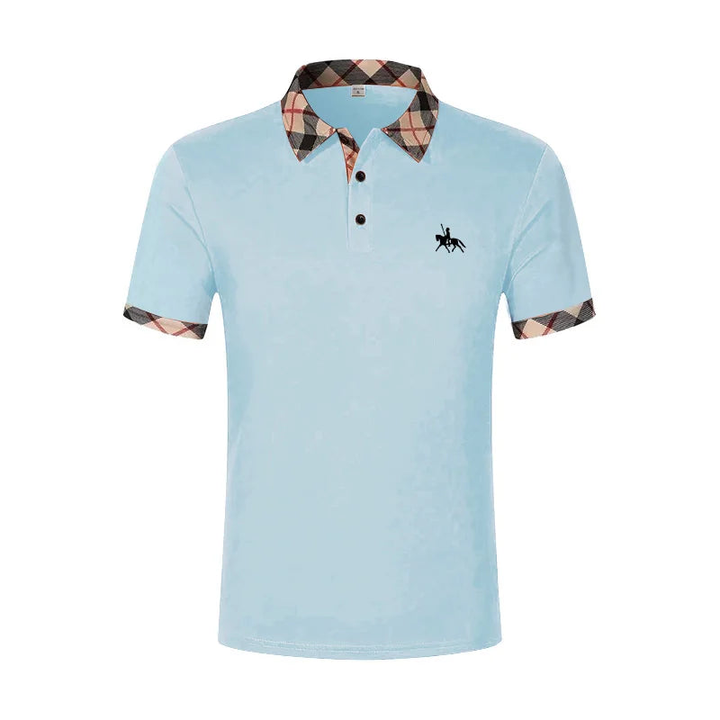 Summer men's short sleeved polo shirt business office lapel shirt Men's sports and casual top European and American plus size