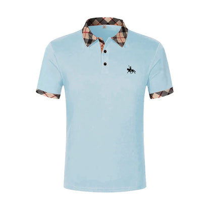 Summer men's short sleeved polo shirt business office lapel shirt Men's sports and casual top European and American plus size