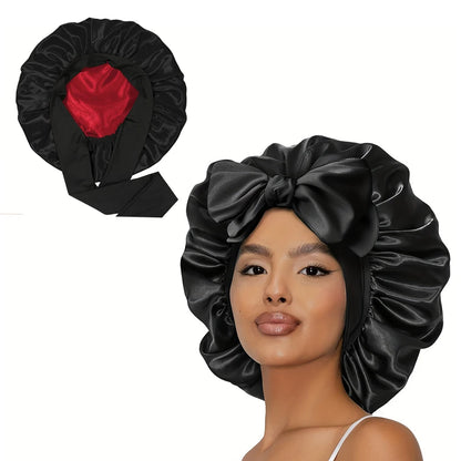 Silk Satin Hair Cap For Sleeping Bonnets For Women Round Haircare Women Headwear Night Hat Reversible Head Cover