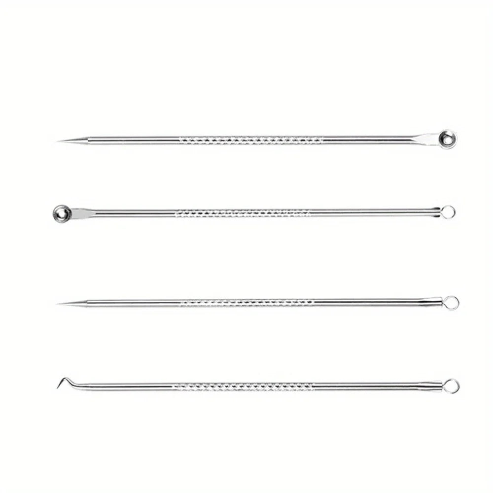 Blackhead Acne Pimple Blemish Extractor Remover Kit Stainless Steel Needles Remove Tools Face Skin Care Pore Cleaner 4pcs/bag