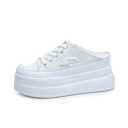 8CM Women Summer Shoes Slippers Platform Wedge Heel Beach Shoes Female Slides Mules Shoes Sneakers Fashion Canvas Women Footwear