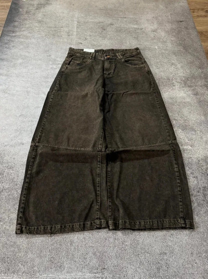 Street Vintage New Letter Embroidered Patch Yellow Washed Baggy Jeans Women Y2K Gothic Hip Hop Popular Couple Wide-leg Pants