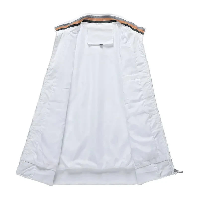 Men's outdoor sports windproof, waterproof and sun-proof hoodless slimming jacket, woven casual multi-functional jacket