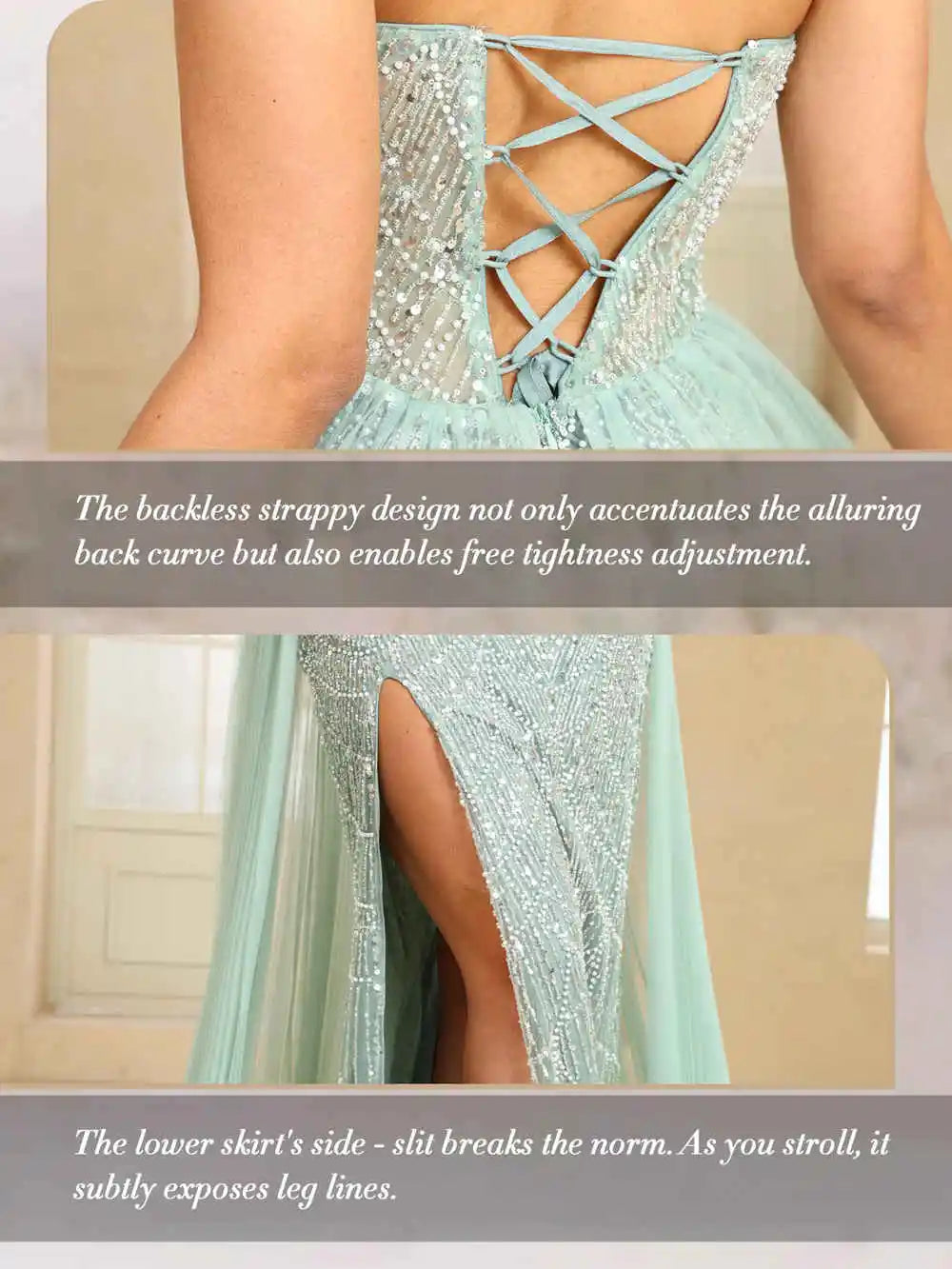 FATAPAESE Glamour Sequin Pearls Luxury Evening Dresses Sexy Tulle Train Party Dress for Wedding Charity Prom Award Ceremony