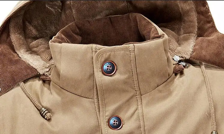 New Men Winter Fleece Warm Thick Windproof Parkas Jackets Coat Men Autumn Fashion Hooded Casual Parkas Men