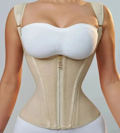 Body Shaper Shapewear Women Double Tummy Control Compression Waist Trainer Corset Adjustable Zipper and Hook-eyes Flat Belly