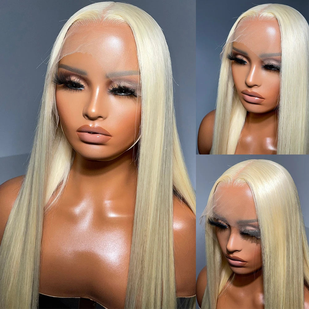 Blonde Long Straight Synthetic Wig Middle Part Women Daily 613 Blond Hair Lace Front Wigs Party Use Golden Blonde Straight Hair#