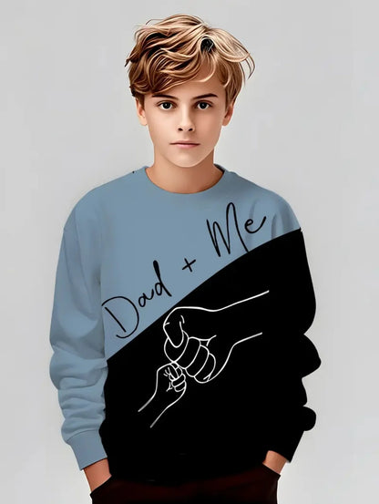 Autumn Classic Boyst-Shirt Outdoor Round Neck Long Sleeves Top Stripe 3D Print Street Loose T-Shirt Comfort Children's Clothing