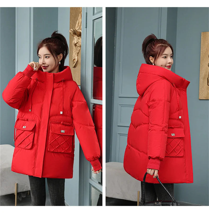New Winter Women Jacket Coats Long Parkas Female Down Cotton Hooded Overcoat Thick Warm Jackets Windproof Female Outerwear