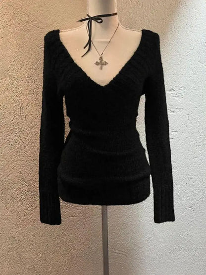 Fashion Y2K high Street black Summer new one-shoulder long-sleeved knitted pleated hip-hugging slimming leg-showing long dress