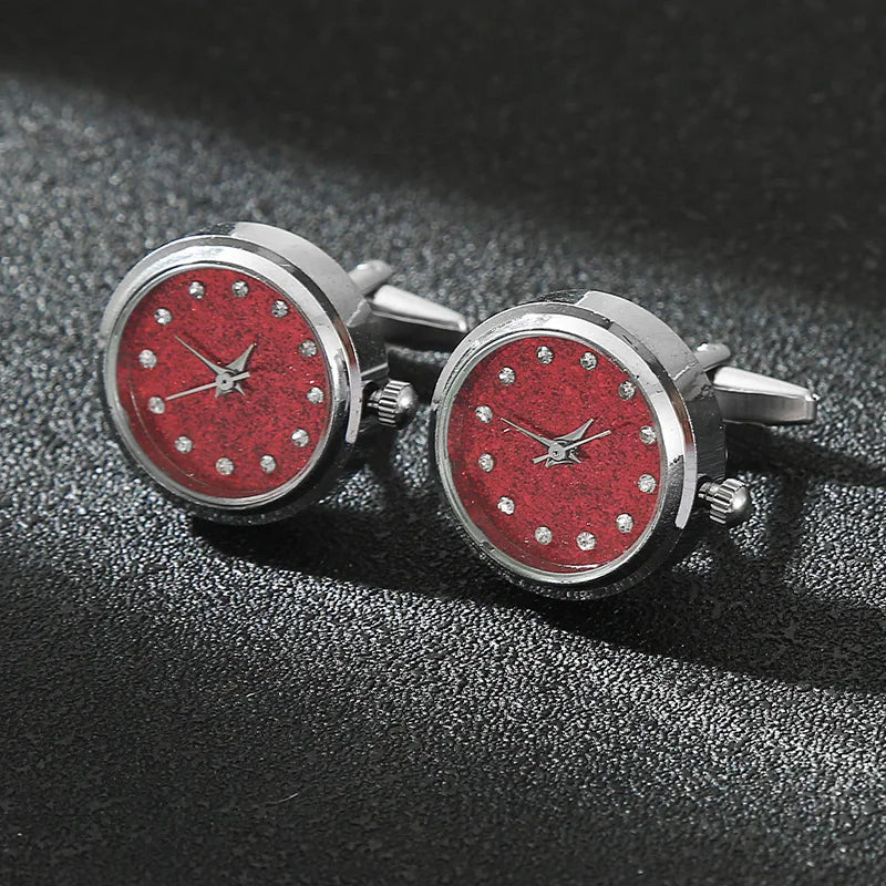 Luxury Cufflinks Watch Rotatable Electronic Functional Buckle Business Mens Cufflinks Gold Slivery Mechanical Watch Cuff Links