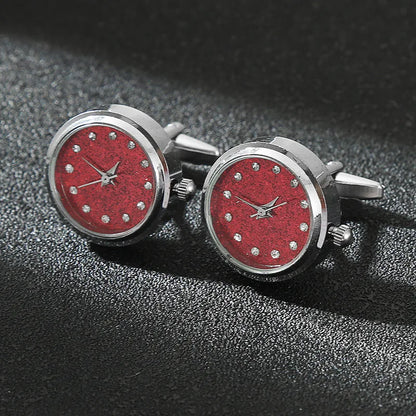 Luxury Cufflinks Watch Rotatable Electronic Functional Buckle Business Mens Cufflinks Gold Slivery Mechanical Watch Cuff Links