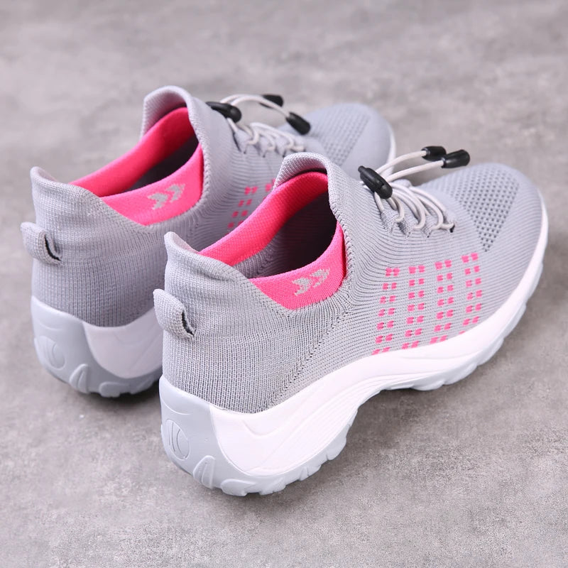 Women Walking Shoes Breathable Fly Weaving Sneakers Non Slip Casual Shoes 7 Color Size 35-45
