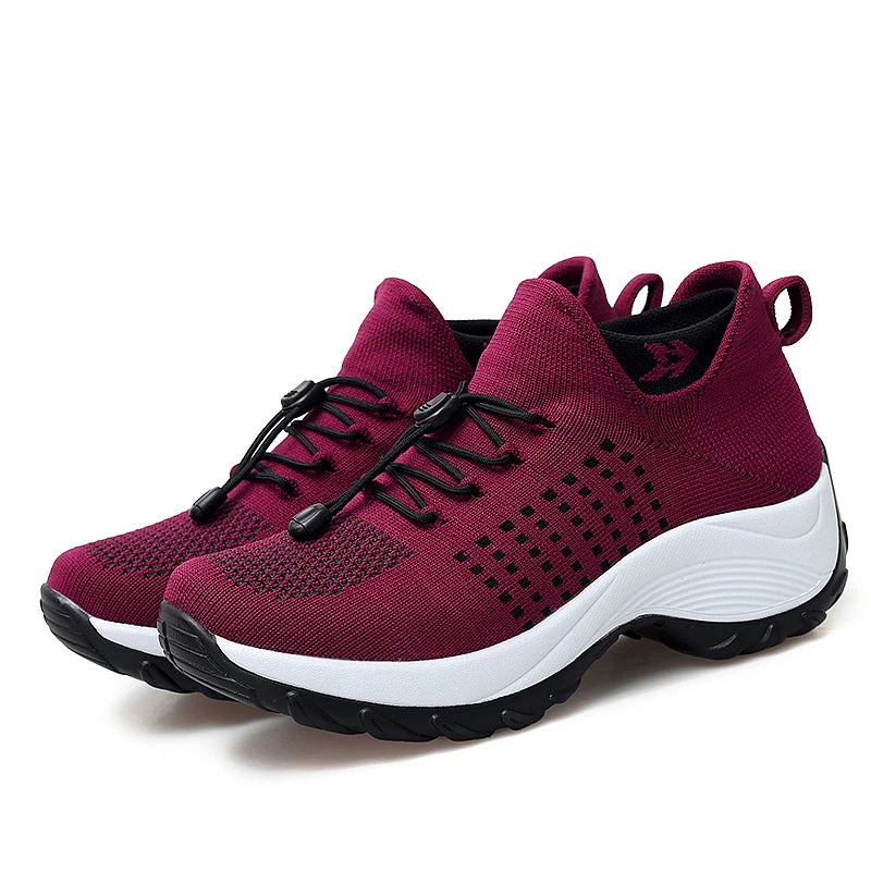 Women Walking Shoes Breathable Fly Weaving Sneakers Non Slip Casual Shoes 7 Color Size 35-45