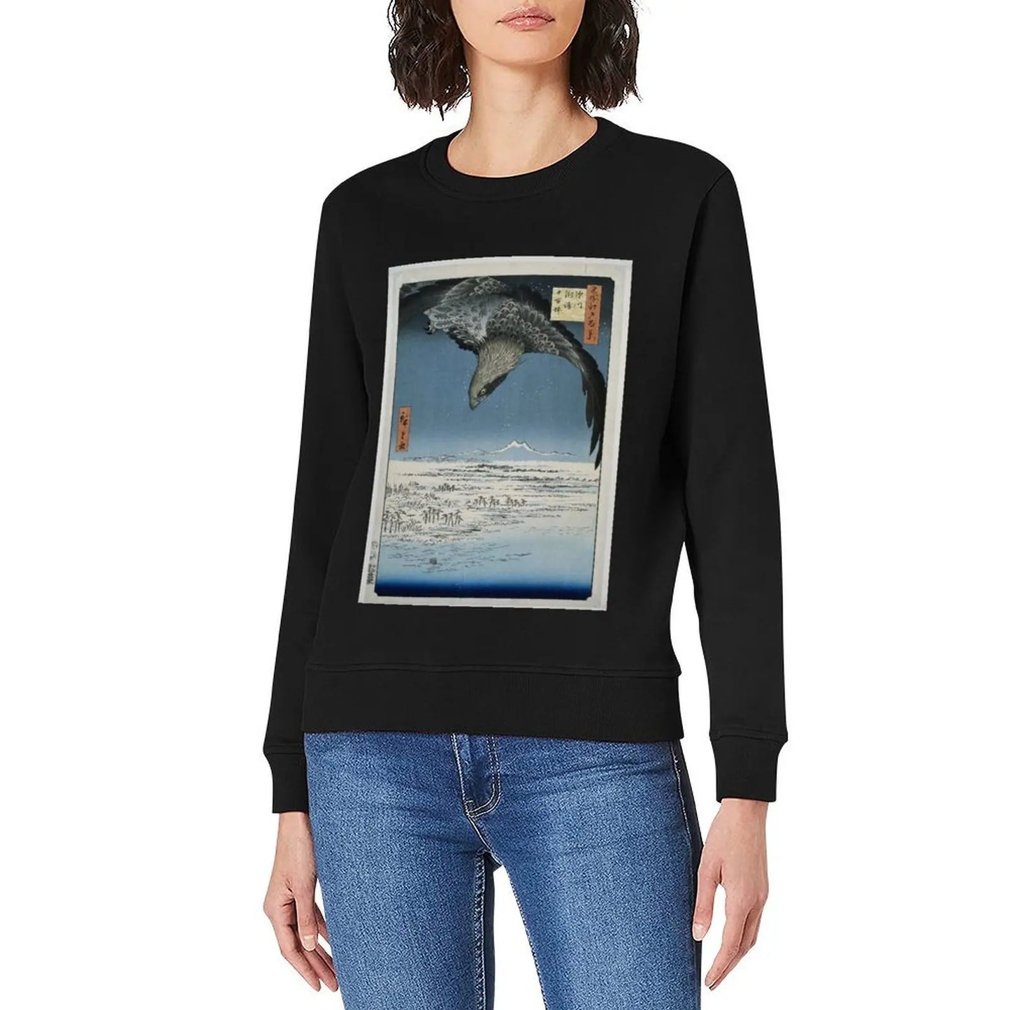 HIROSHIGE HAWK UKIYO-E Pullover anime clothes men clothing clothes for men men wear new sweatshirt