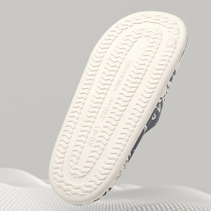 Plus Size 48 Graffiti Bear Printing Men Slippers Sole EVA Indoor Open Toe Flip Flops Beach Slides Flat Sandals Slide