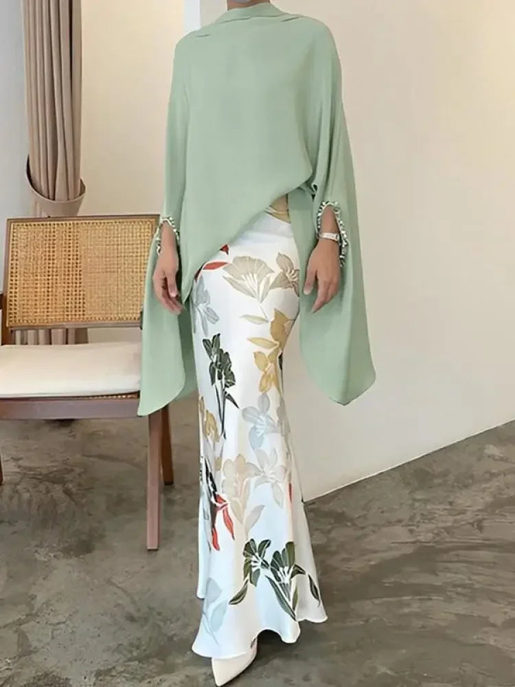 Beautyblue Elegant Floral Printed Skirt Women's Fishtail Skirts 2026 New High Waisted Skinny Vintage England Style Pencil Skirt