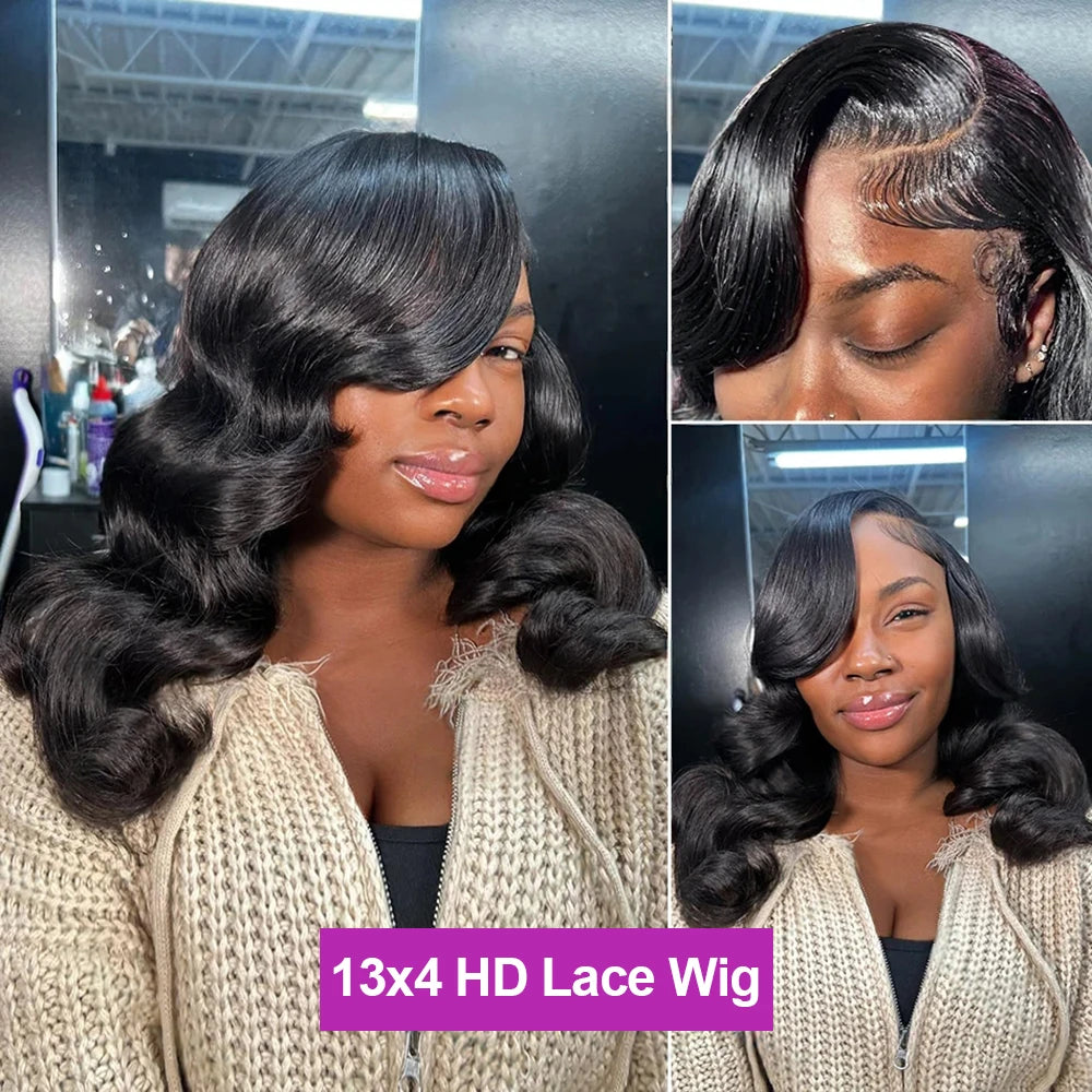 Short Bob Wig 13x4 Body Wave Glueless Wig Human Hair Brazilian Ready To Go Lace Frontal Wig Pre Cut No Glue For Women Preplucked