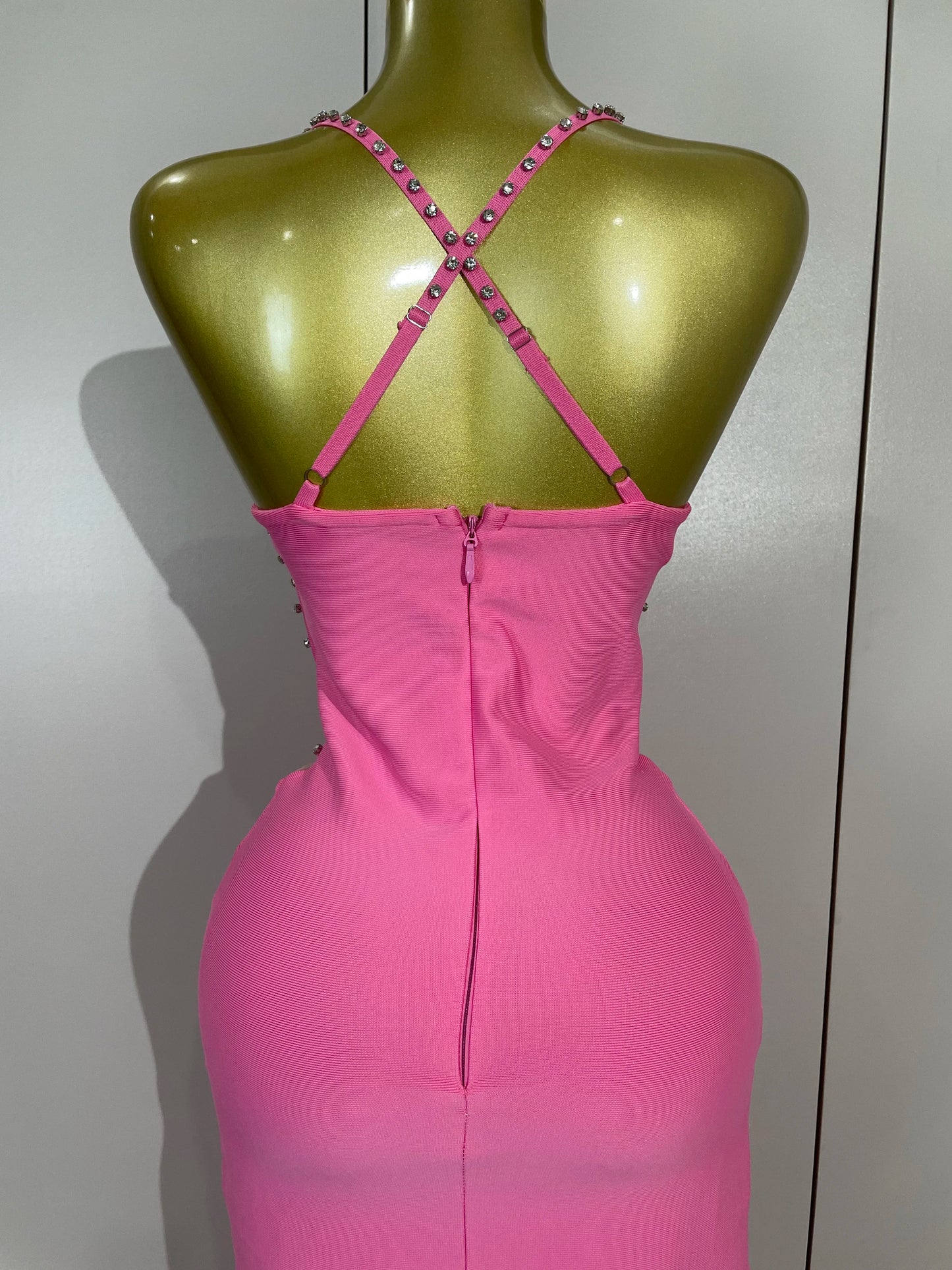 Elegant Sexy Backless Bodycon Sleeveless Pink Bandage Dress Women Prom Club Evening Party Luxury Birthday Wedding Guest Dresses