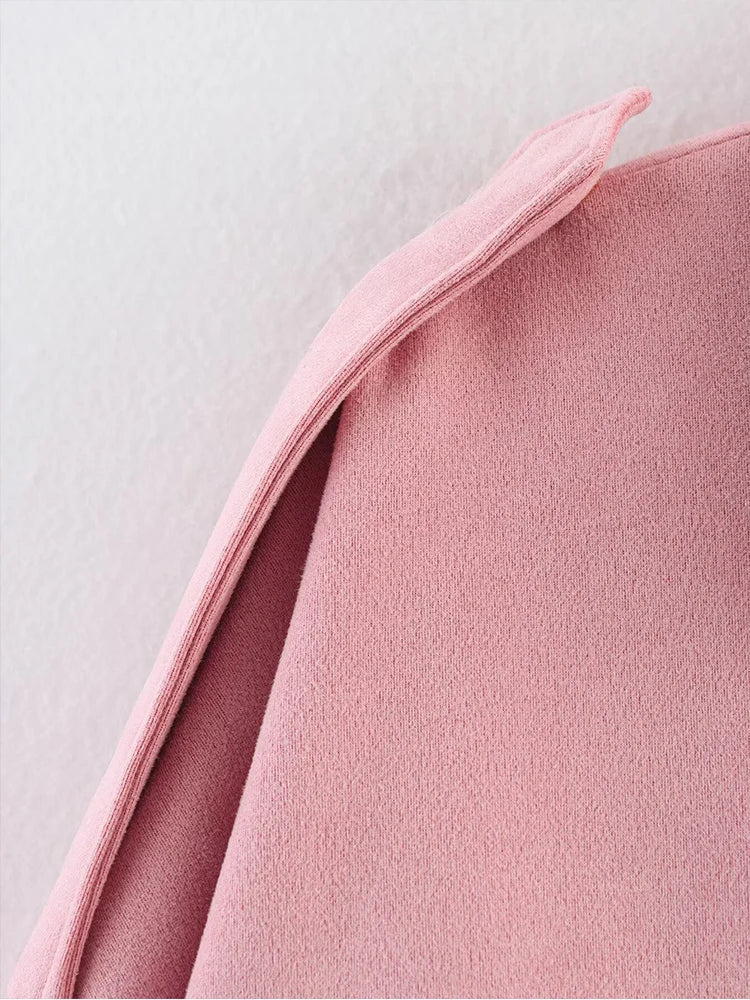 TFMLN Women Suede Bomber Jacket Spring New Fashion Long Sleeve Zipper Oversize Solid Bomber Coat Chic Lady 2025 Streetwear