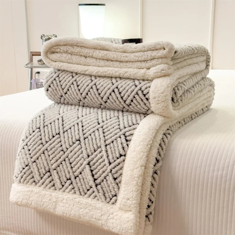 Sherpa Like Fleece AB Side Throw Blanket Ultra-Soft Warm Winter Thick Blankets For Single Double Bedspread Drop Shipping 120*200