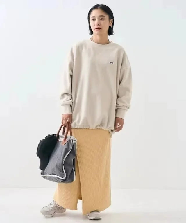 Double-Faced Fleece Sweatshirt with Corded Hemline And Embroidery round Neck Women's Fashion Brand Sweatshirt from Freak's Store