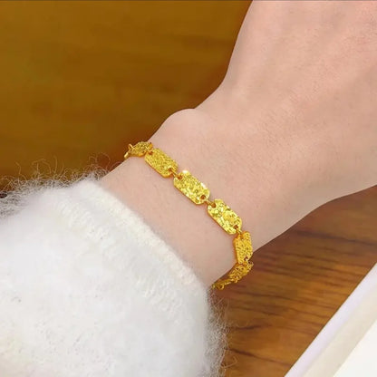 9999 24K real gold store, same style gold, women's bracelet, square plate, beautiful jewelry