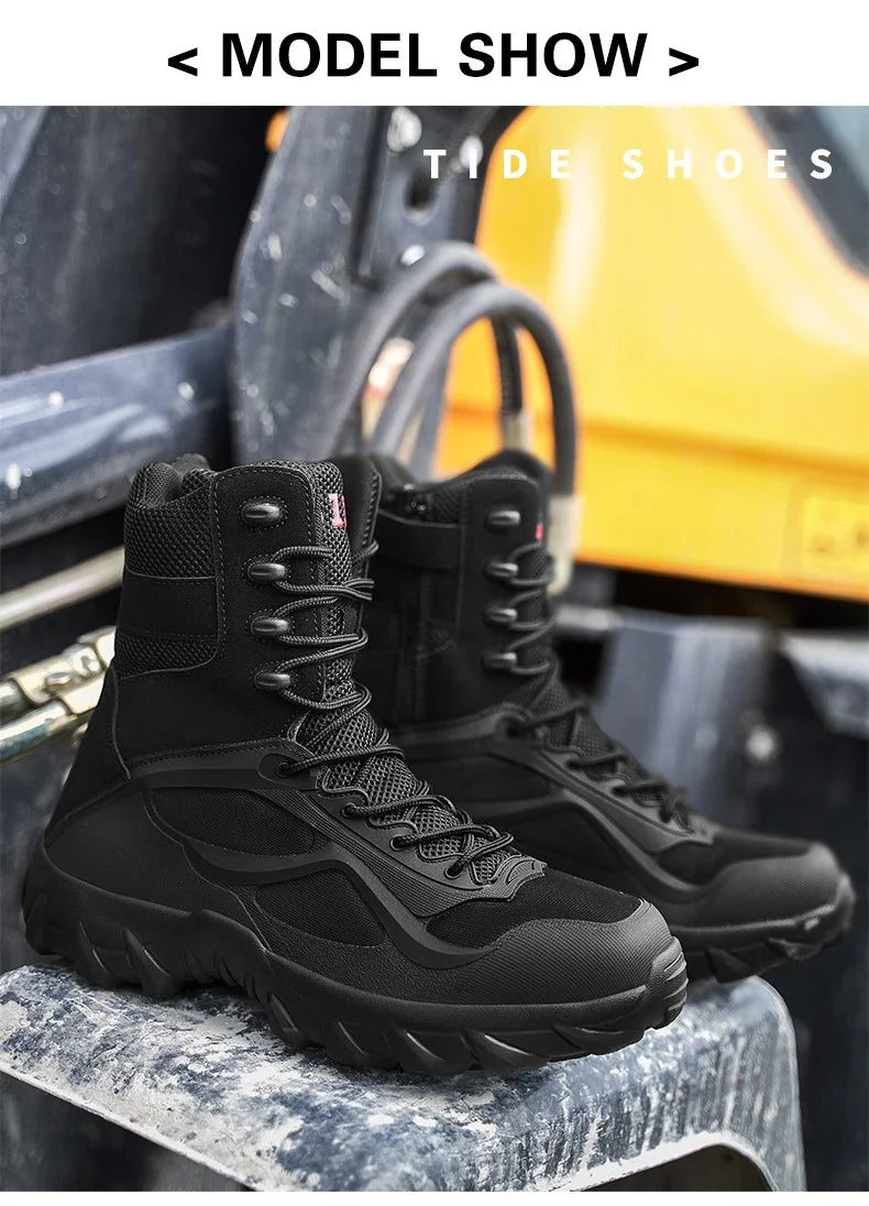 Man Tactical Military Boots Winter Men Work Safty Shoes Special Force Desert Combat Army Boots Outdoor Ankle Hiking Shoes