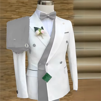 Bespoke Custom White Black Wedding Suit for Men New Design Slim Fit Groom Best Man Wedding Tuxedo Formal Prom Wear 2 Pieces Set