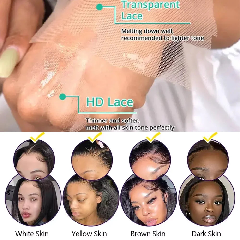 5x5 HD Transparent Lace Deep Wave Frontal Wig 40 46 Inches Hd Lace Frontal Human Hair Wigs For Women Pre Plucked 200 Density