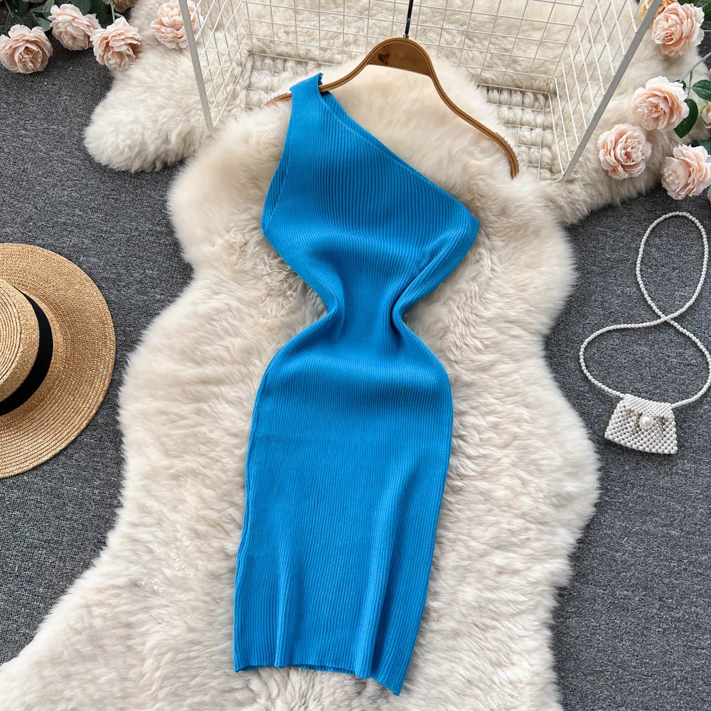 Solid New Chic Fashion Sexy Package Hips Mini Dress Women Summer Slim Elastic Knitted Party Dress Streetwear Lady Outfits