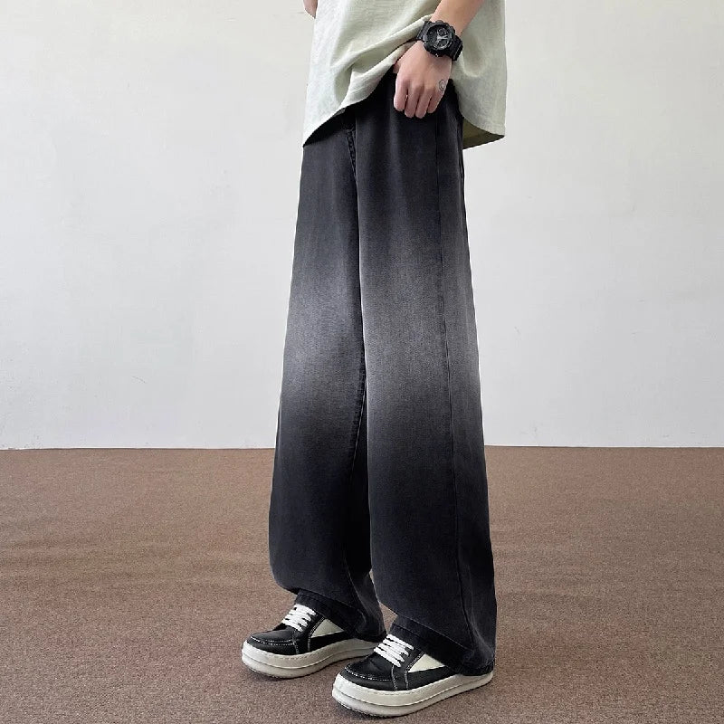 2025 Autumn 190 Tall Man 115cm Extra Long Length Jeans Plus Large Size Straight Barrel Wide Leg Pants Droop Ventilate Clothing