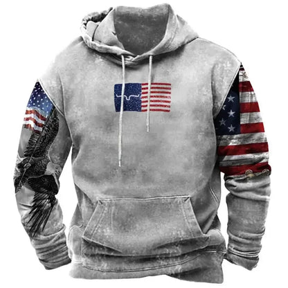 Fashionable American Flag Printed Men's Hoodie Trendy Harajuku Retro Clothing Spring and Autumn New Hoodie Sportswear