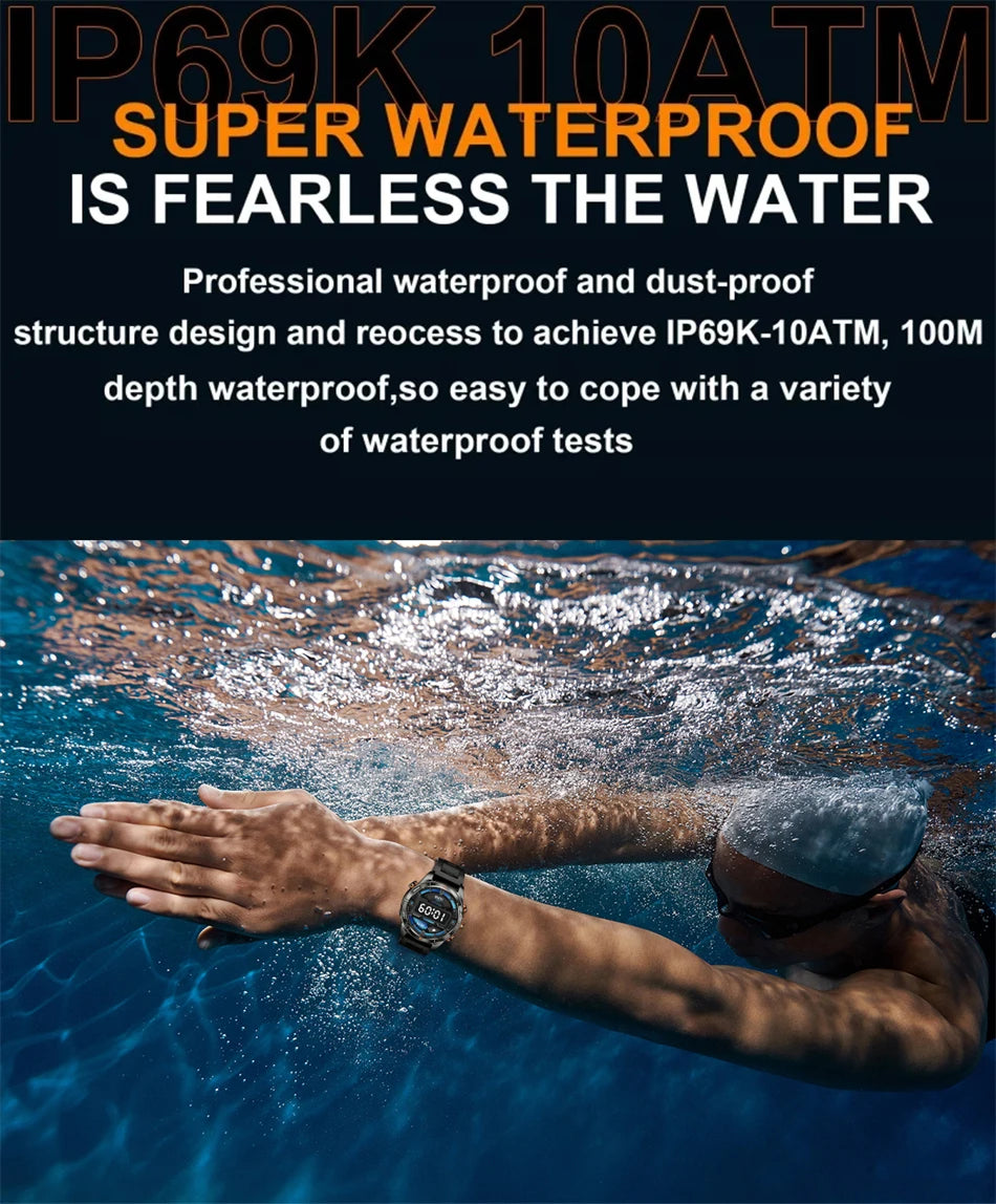 New Outdoor Sport Smart Watch Men 1.46" AMOLED Screen LED Flashlight 515mAh Battery 10ATM Waterproof Bluetooth Call Smartwatch