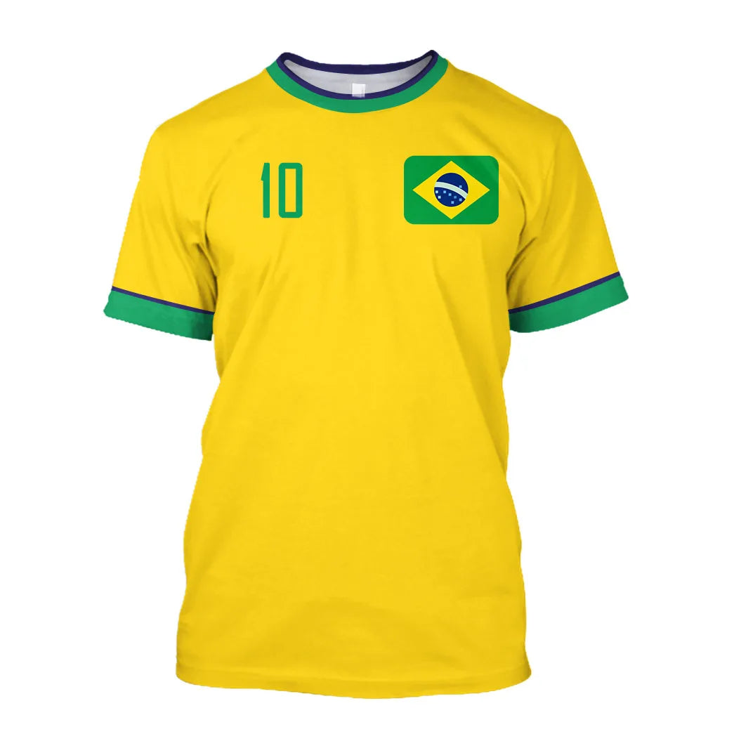 2023 New Brazil Jersey T-shirt Fine Design Brazilian Select Shirt O Neck Oversized Football Team Casual Streetwear Mens Clothing