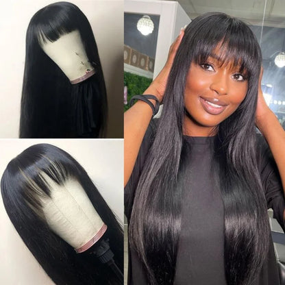 30 Inch Long Brazilian Wig Transparent Straight Lace Front Wig With Bangs Human Hair Wig 13x4 Lace Frontal Wigs For Women Choice