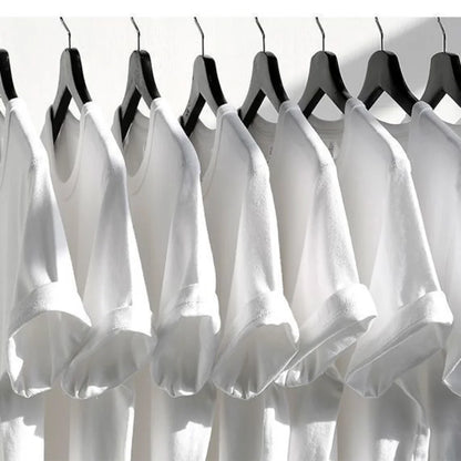 Heavyweight Impermeable 300g Carbon Matte Pure Cotton Thick Short Sleeved T-shirt Men and Women Pure White Simple Base Shirt