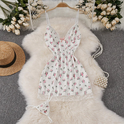 Japanese Kimono V-neck Printed Flower Bow Waist Shaping Cardigan Dress Women Clothing Loose Long Sleeve Vintage Sexy Lace-up New