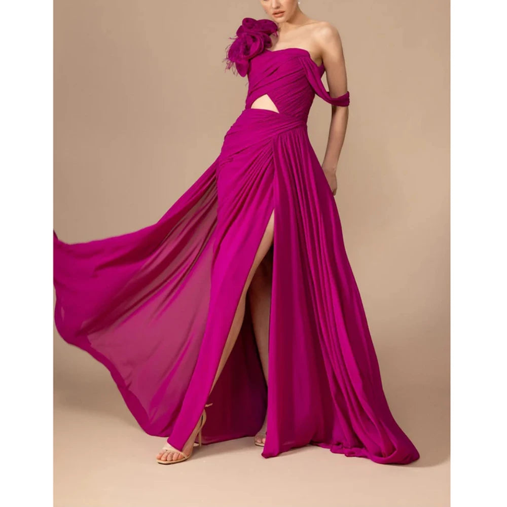 Elegant Wedding Guest Dresses for Women Blue Chiffon Mermaid Evening Dress Pleated Off The Shoulder Sexy Party Gowns Customized