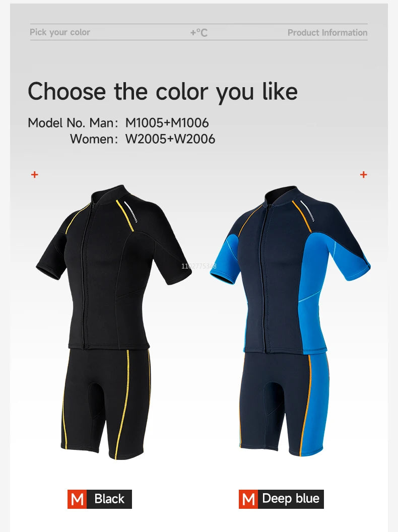 Wetsuit for Men Women Jacket Pants1.5mm Neopreno Diving Suit Short Sleeve Swimwear Snorkeling Surfing Swimsuits Kitesurf