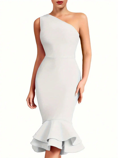 Bandage Dress Black Bodycon Dress Evening Party Elegant Sexy One Shoulder Birthday Club Outfit 2022 Summer New Arrival