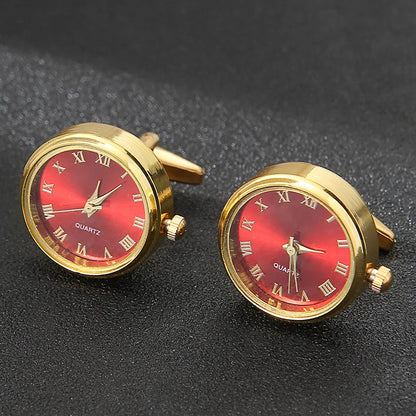 Luxury Cufflinks Watch Rotatable Electronic Functional Buckle Business Mens Cufflinks Gold Slivery Mechanical Watch Cuff Links