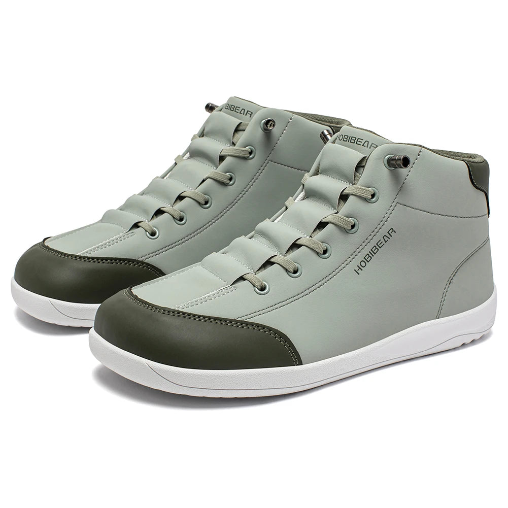 HOBIBEAR Mid Top Barefoot Shoes Mens Womens Wide Toe Ankle Boots Outdoor Non-Slip Artificial Leather Shoes