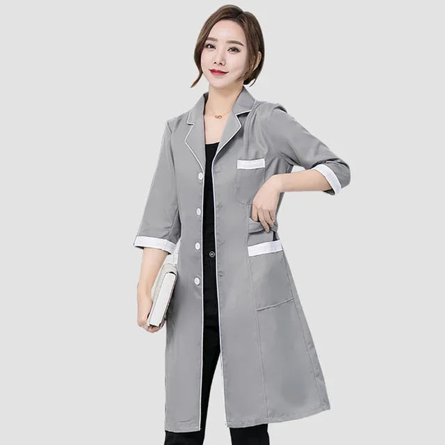 Beauty Salon Work Wear High Quality Spa Uniforms Tattooist Work Clothing Lab Coat Summer Purple Long Sleeve Scrubs Uniform New