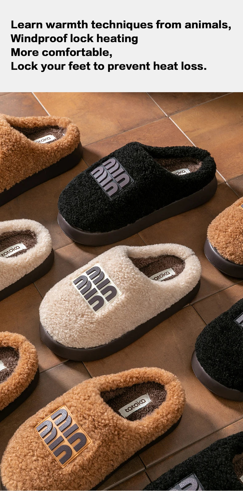 New plush cotton slippers for women, autumn and winter indoor thick sole with plush anti slip slippers, thickened cotton slipper