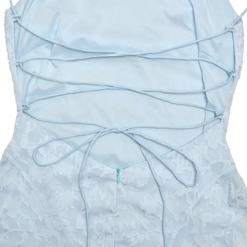 Chaxiaoa Spaghetti Strap Backless Sexy Maxi Dress Women Gown Fashion Off-shoulder Sleeveless Lace-up Evening Club Party Dress