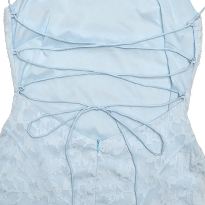 Chaxiaoa Spaghetti Strap Backless Sexy Maxi Dress Women Gown Fashion Off-shoulder Sleeveless Lace-up Evening Club Party Dress