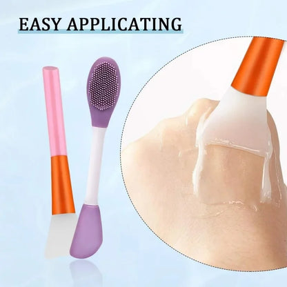2-in-1 Facial Care Kit: 2 Mask Applicator Brushes + 2 Nose Cleansing Brushes + 2 Face Massage Brushes - Deep Pore Cleaning, Blac